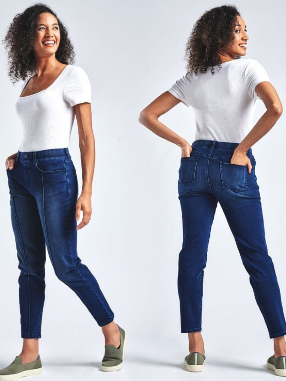New Betabrand Dark Vintage Wash Skinny Cigarette Yoga Denim Jeans Small